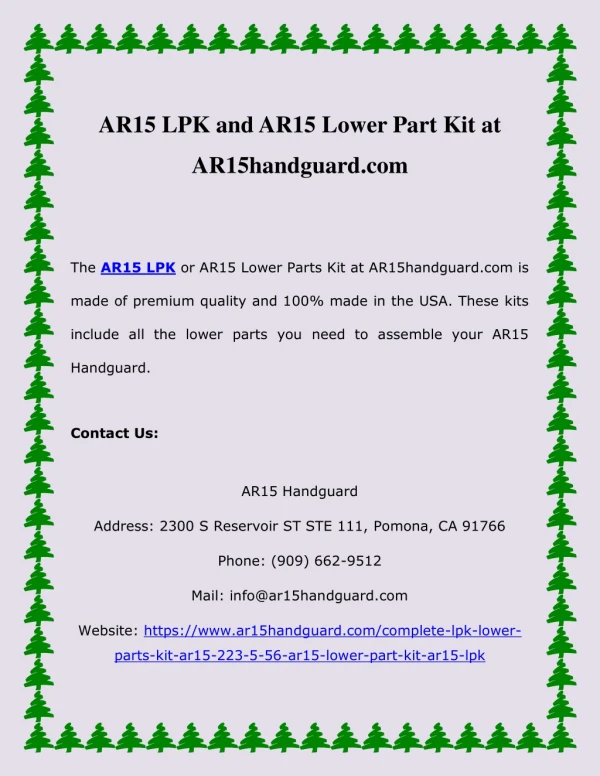 AR15 LPK and AR15 Lower Part Kit at AR15handguard.com