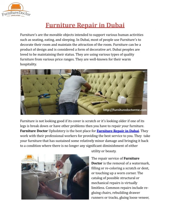 Furniture Repair in Dubai