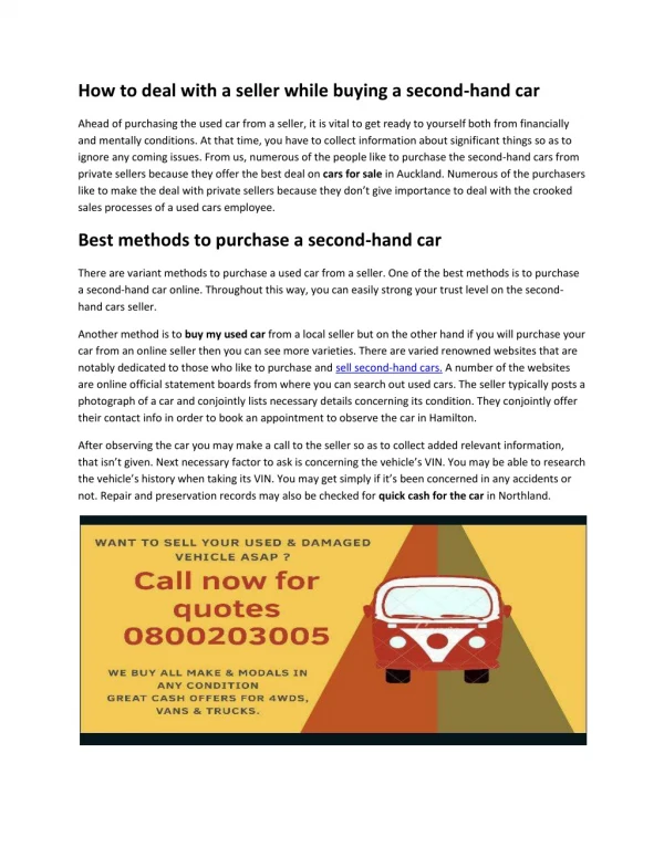 How to deal with a seller while buying a second-hand car