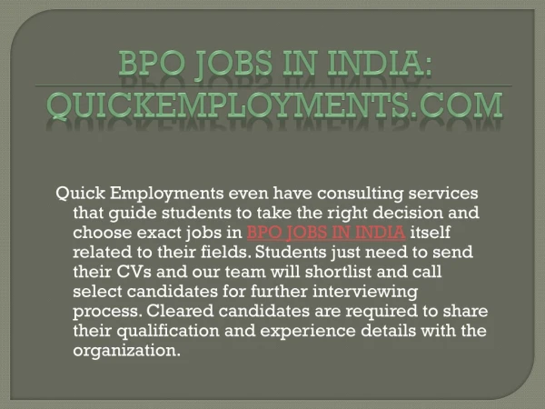 Best BPO jobs in India