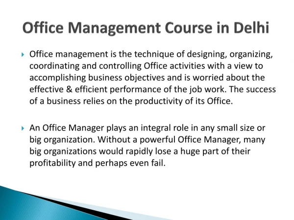 Office Management Course in Delhi