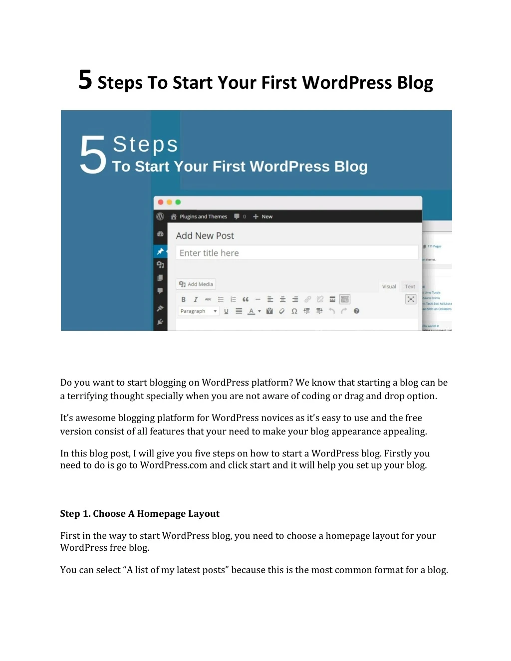 5 steps to start your first wordpress blog