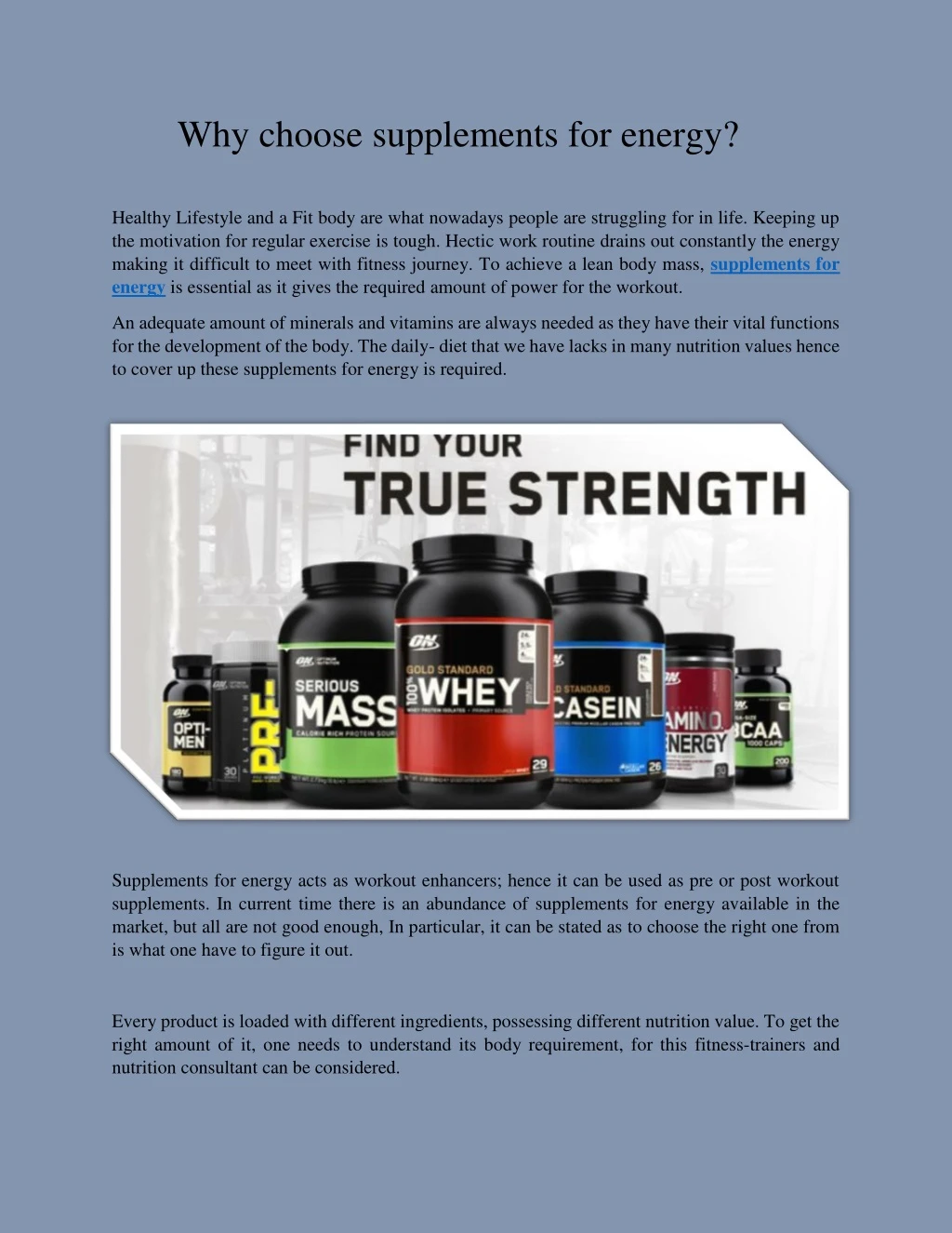 why choose supplements for energy