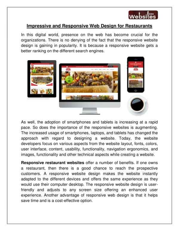 Impressive and Responsive Web Design for Restaurants
