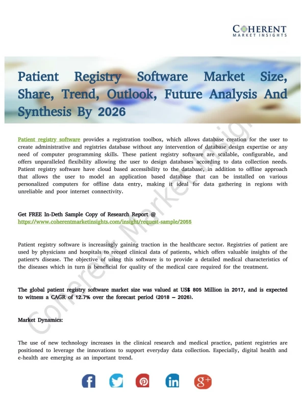 Patient Registry Software Market to Hold a High Potential for Growth by 2026