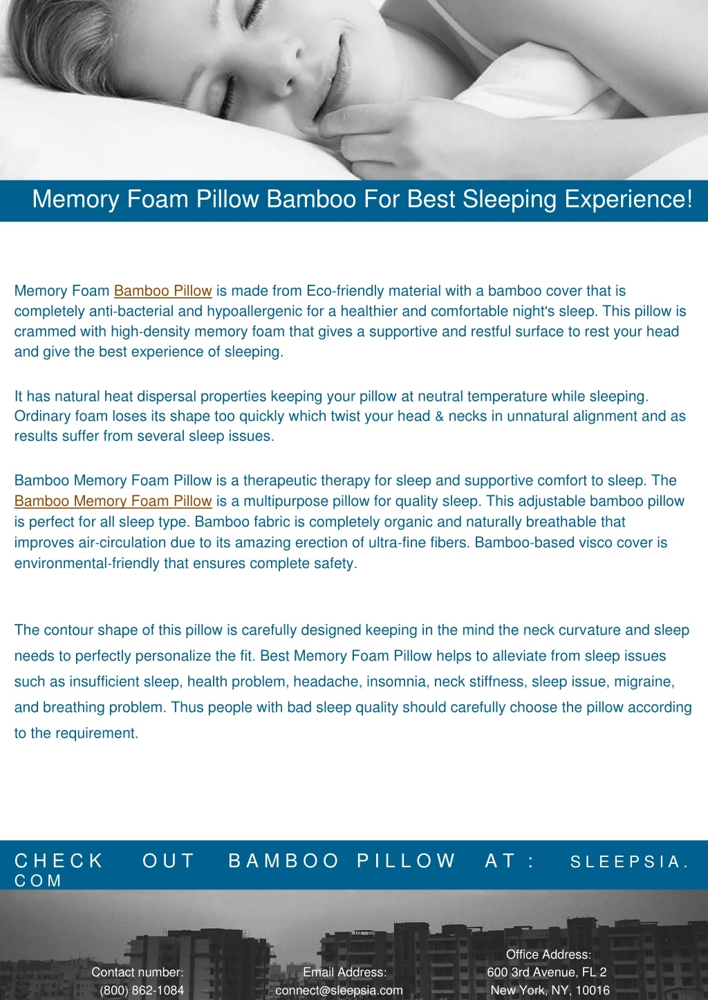 memory foam pillow bamboo for best sleeping