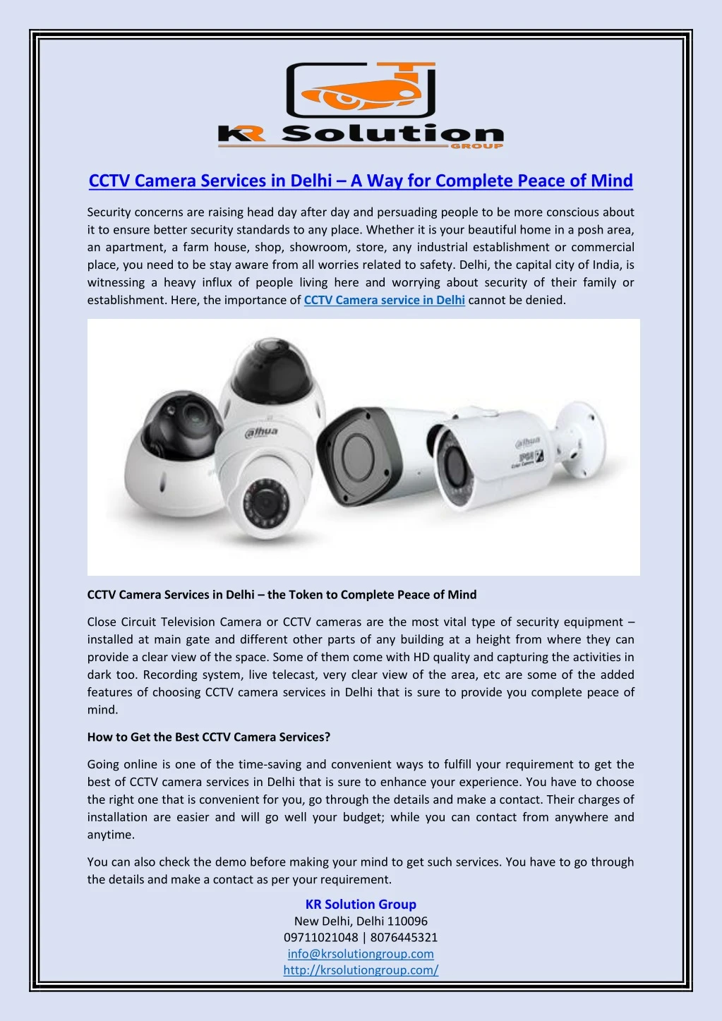 cctv camera services in delhi a way for complete