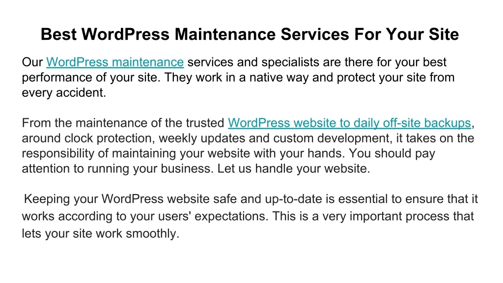 best wordpress maintenance services for your site