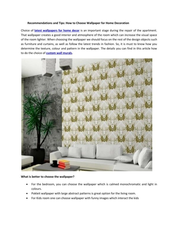 Recommendations and Tips: How to Choose Wallpaper for Home Decoration