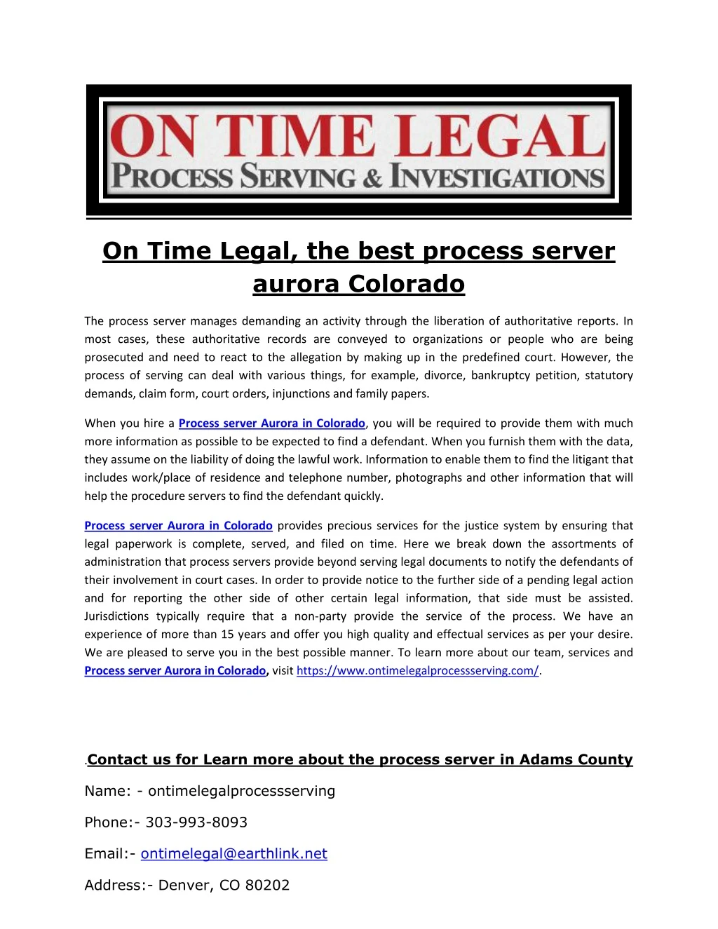 on time legal the best process server aurora