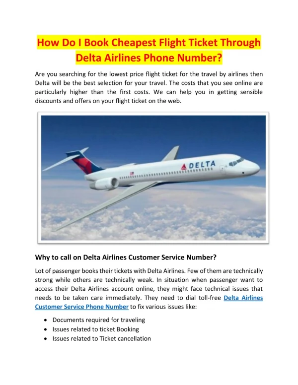 Call on Delta Airlines Customer Service Phone Number for Instantly Help