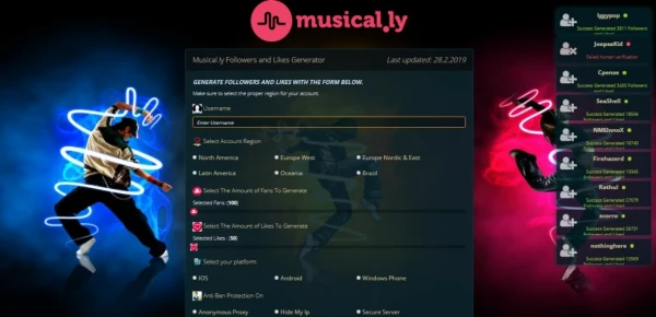 Musical.ly Followers and Likes Generator 2019