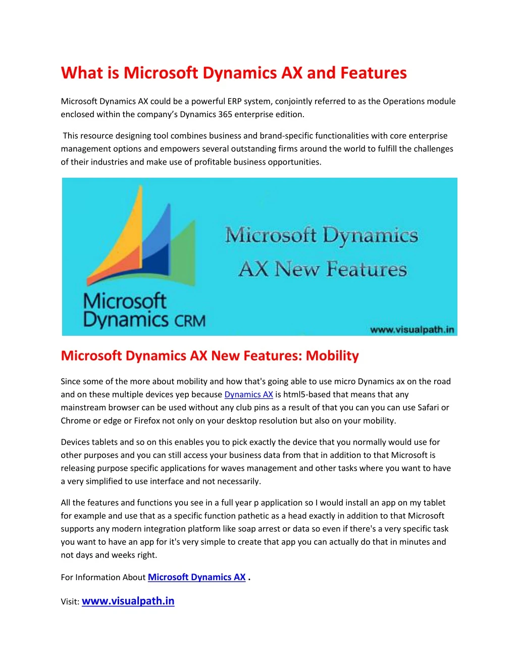 what is microsoft dynamics ax and features