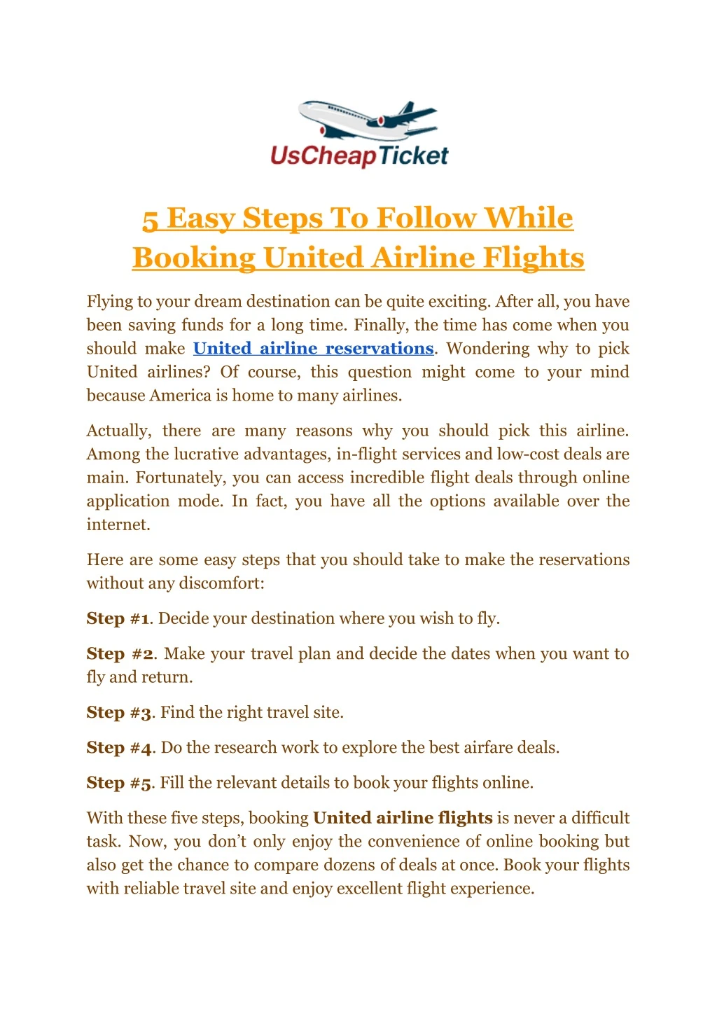 5 easy steps to follow while booking united