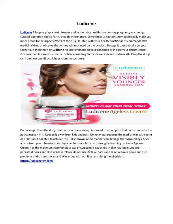 Ludicene Cream Attempts To Limit As It Fixes Facial Skin?