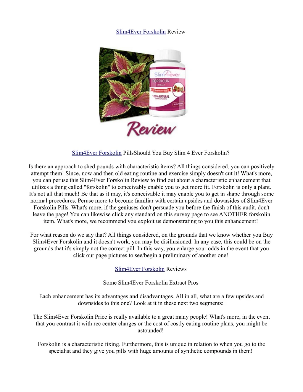 slim4ever forskolin review