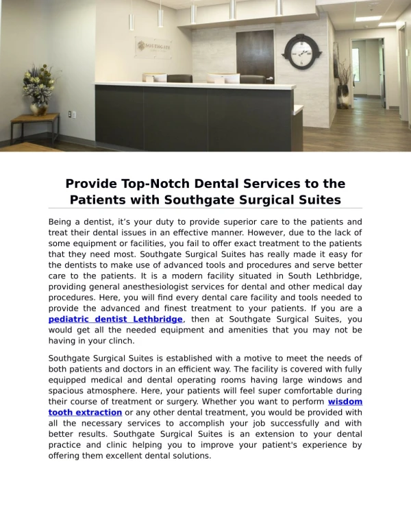 Provide Top-Notch Dental Services to the Patients with Southgate Surgical Suites
