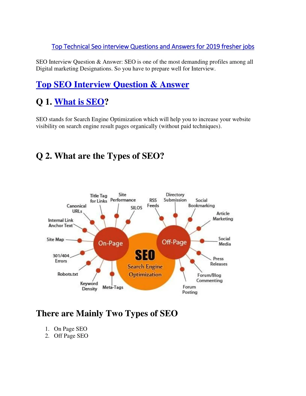 top technical seo interview questions and answers