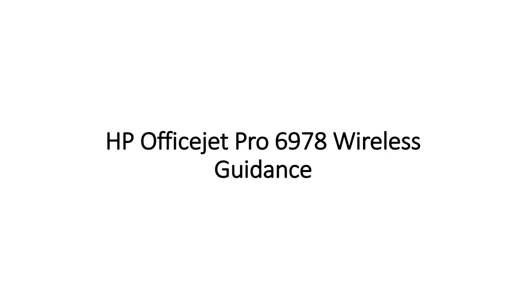 hp officejet pro 6978 wireless guidance