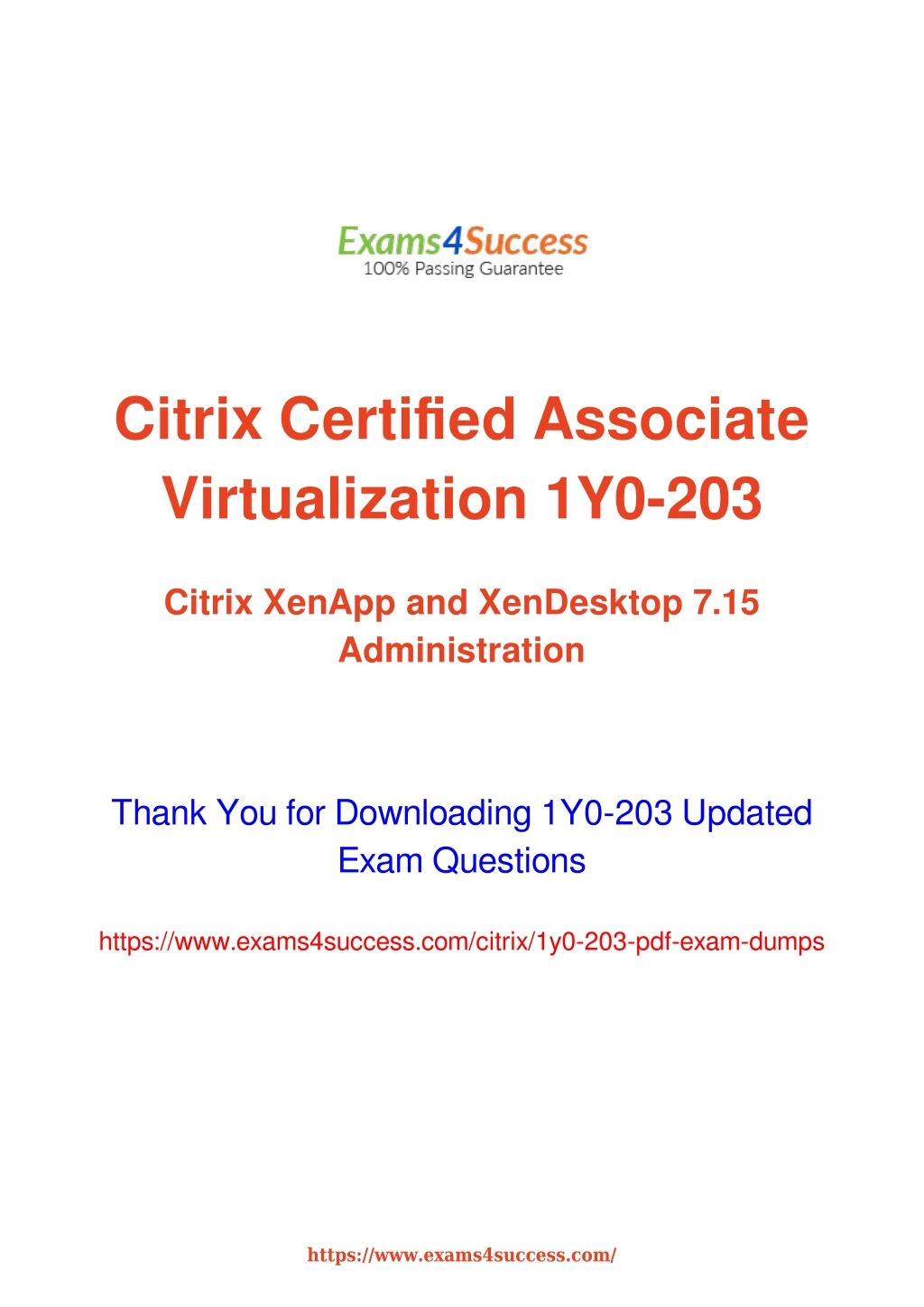 citrix certified associate virtualization 1y0 203