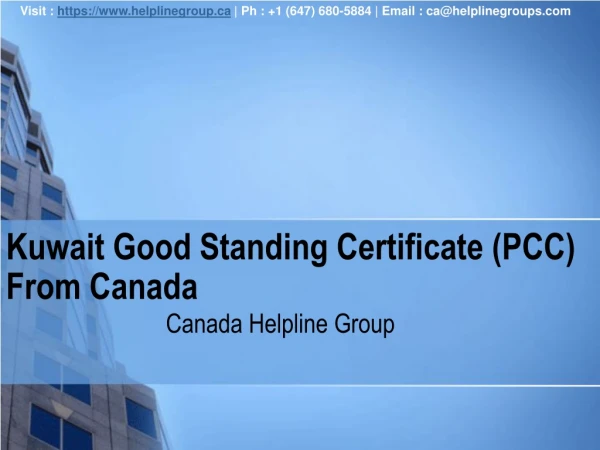 Kuwait good standing certificate (pcc) from Canada