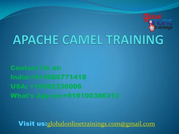 Apache Camel Training | Apache Camel Online Job Support from India