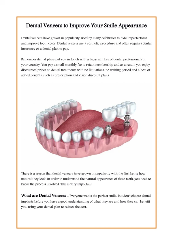 Dental Veneers to Improve Your Smile Appearance