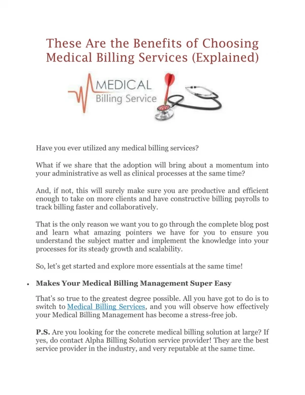 These Are the Benefits of Choosing Medical Billing Services (Explained)