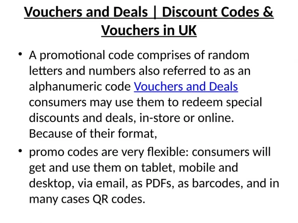Vouchers and Deals | Discount Codes & Vouchers in UK