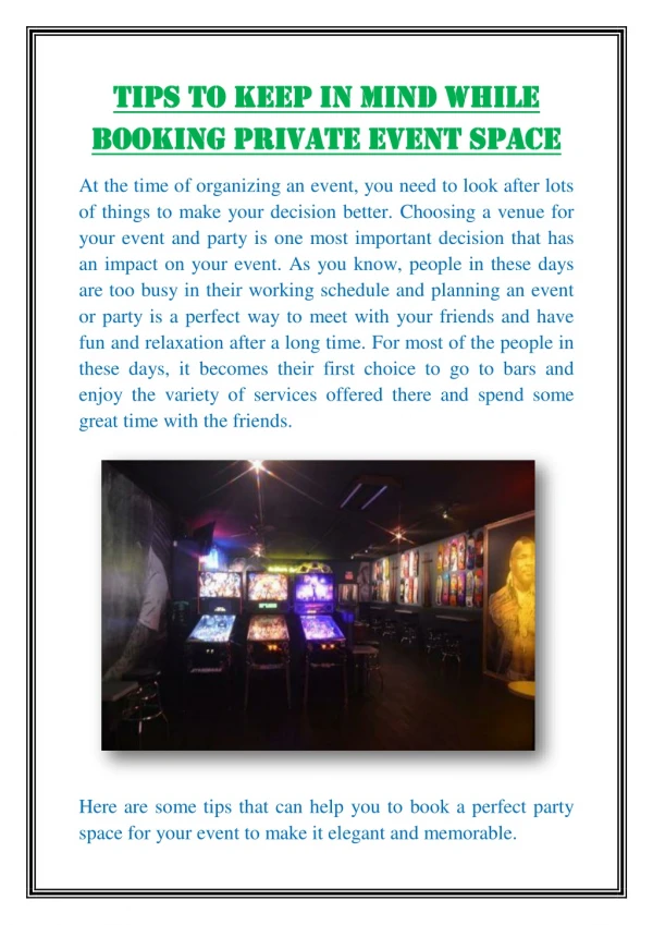 Tips to keep in mind while booking private event space