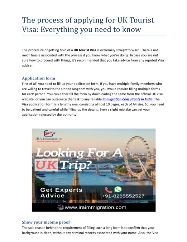 The process of applying for UK Tourist Visa: Everything you need to know