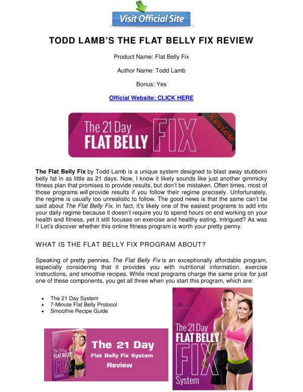 21 Day Flat Belly Fix PDF Free Download