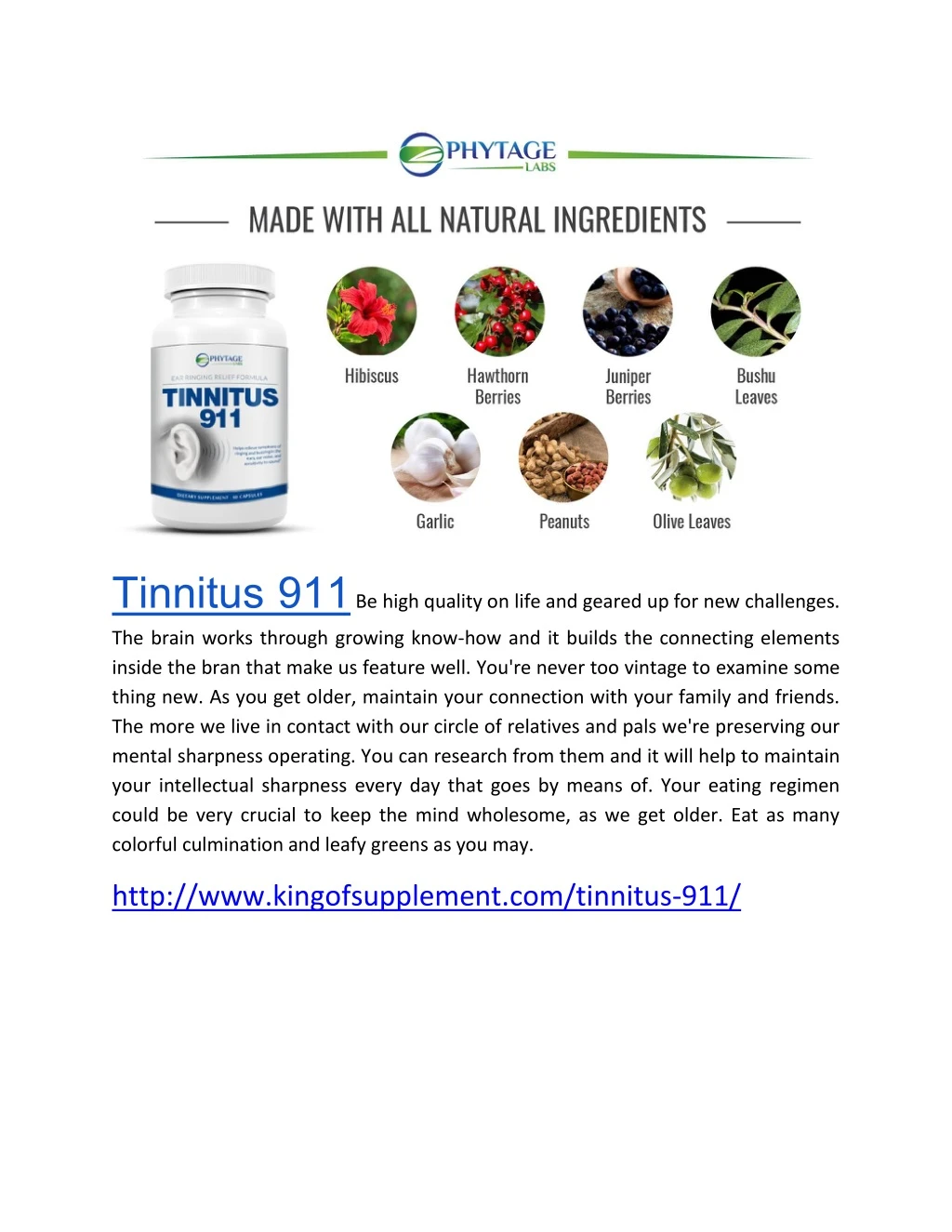 tinnitus 911 be high quality on life and geared