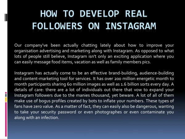 How to Develop Real Followers on Instagram