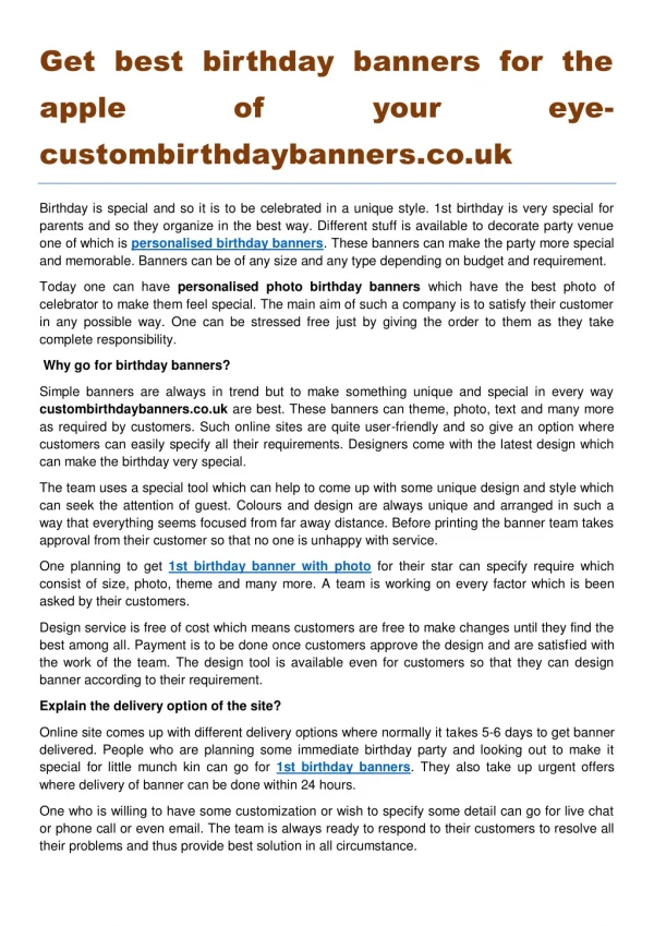 Get best birthday banners for the apple of your eyecustombirthdaybanners.co.uk