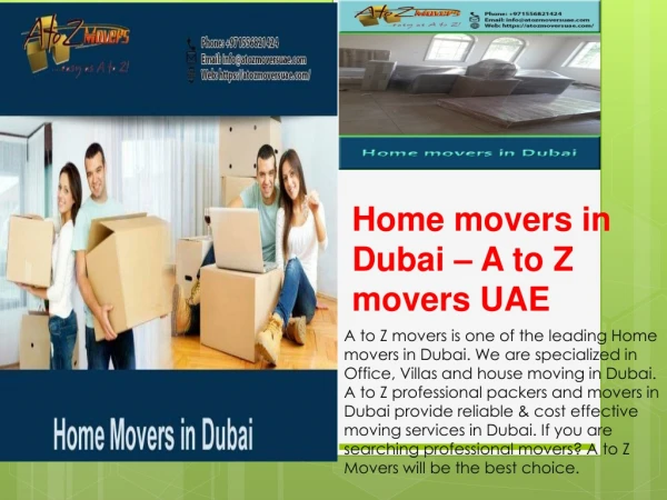 Home movers in Dubai - A to Z movers and Storage UAE