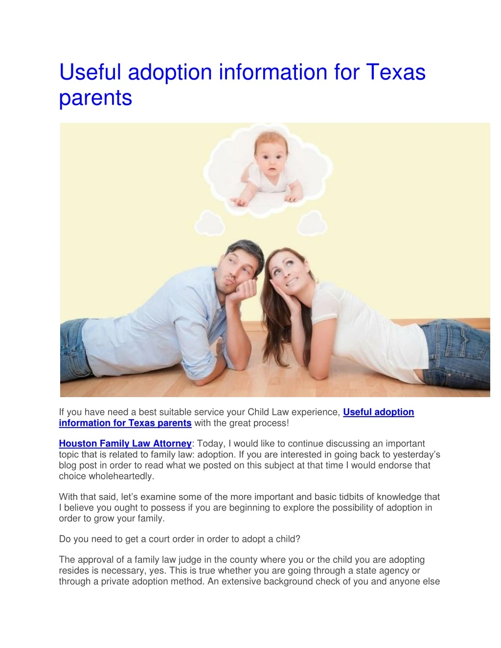 useful adoption information for texas parents
