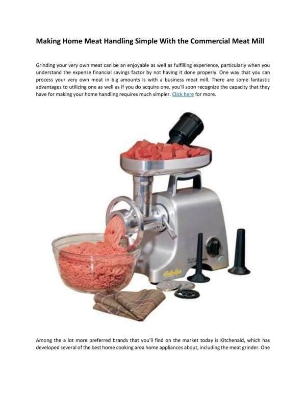 Making Home Meat Handling Simple With the Commercial Meat Mill