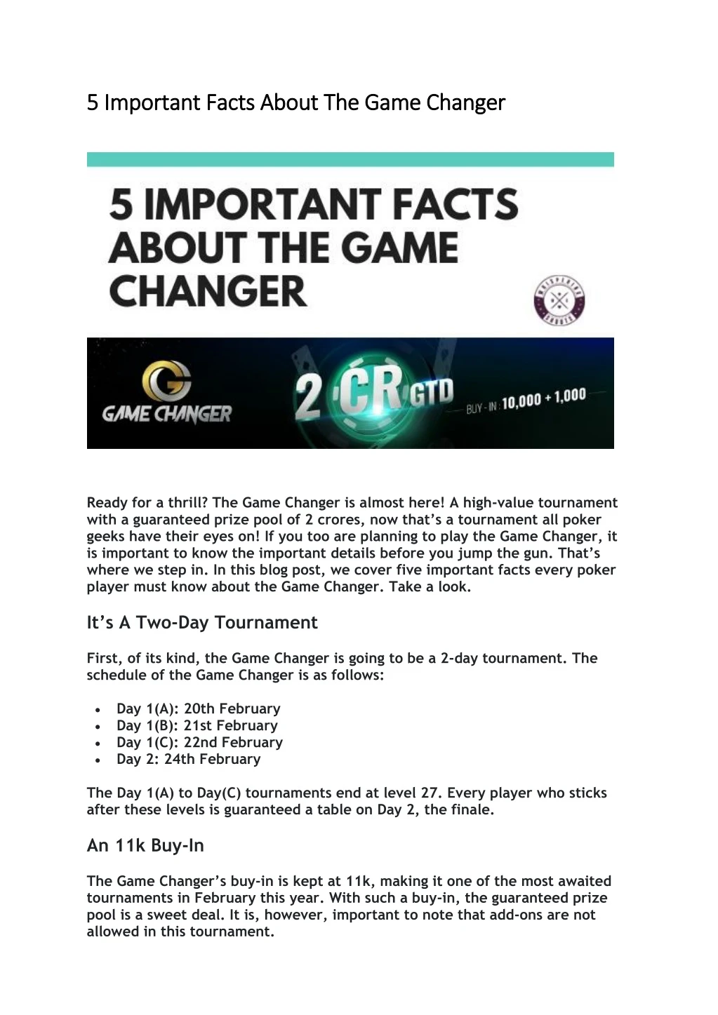 5 important facts about the game changer