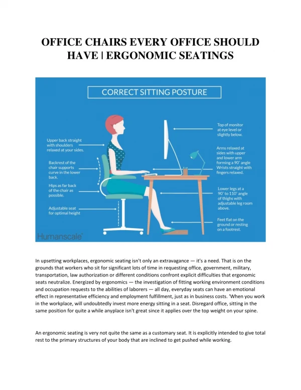 Advantage Of Ergonomic Chair | Office Seatings | Humanscale India