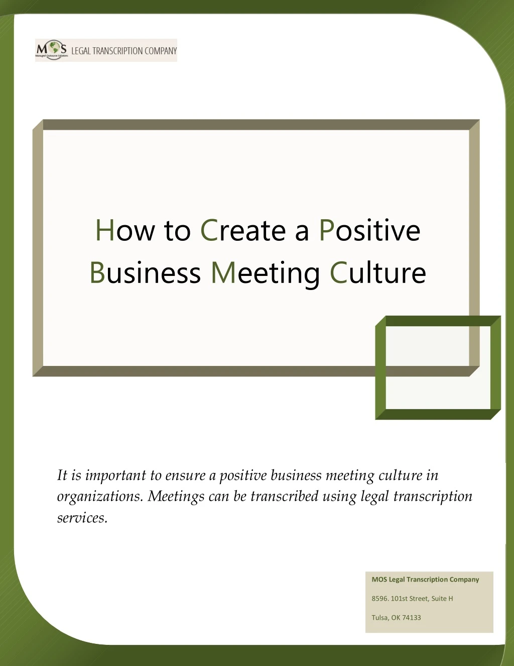 how to create a positive business meeting culture