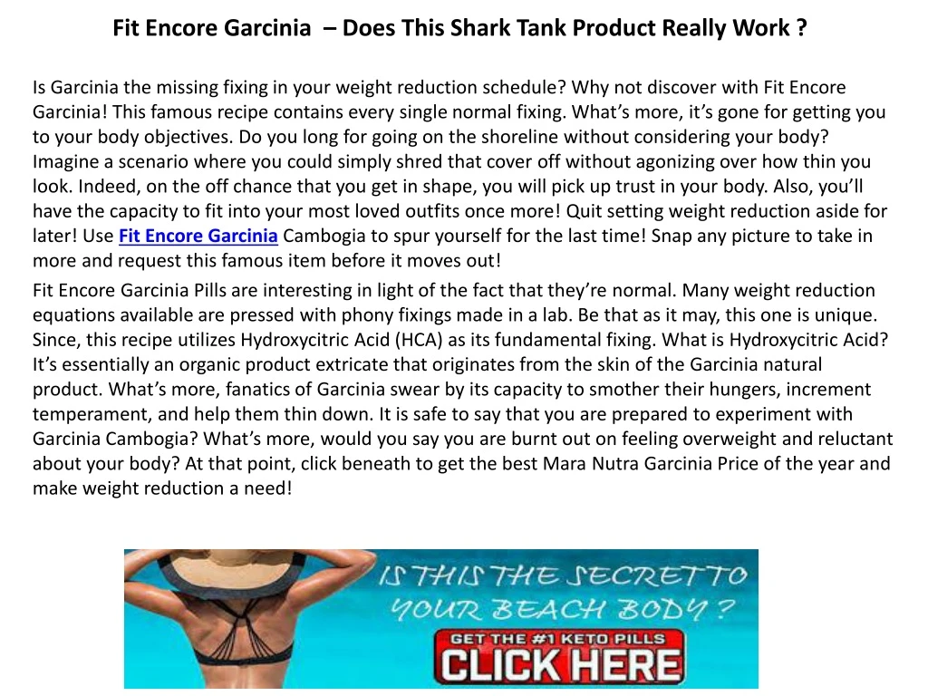 fit encore garcinia does this shark tank product really work