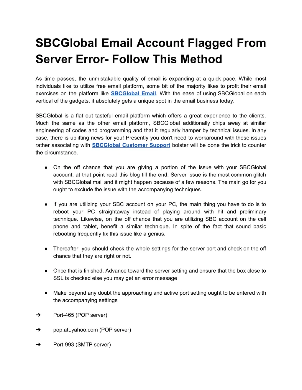 sbcglobal email account flagged from server error