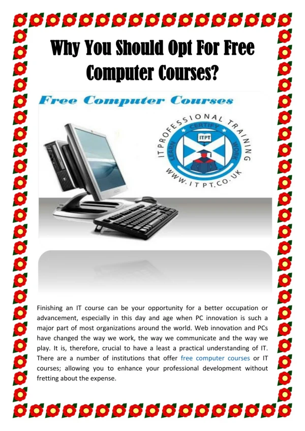 Why You Should Opt For Free Computer Courses?