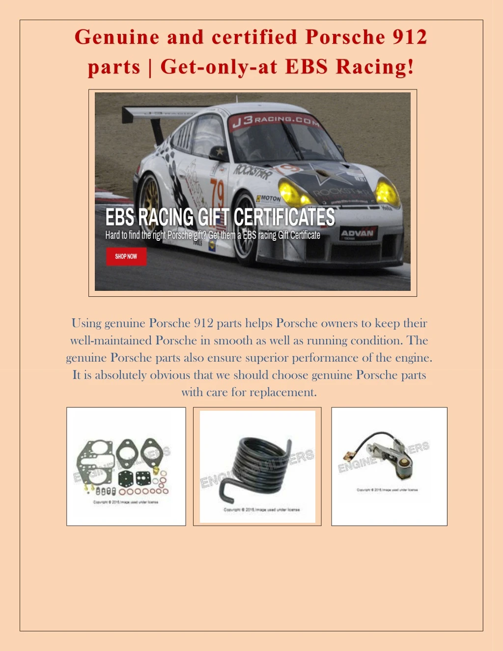 genuine and certified porsche 912 parts get only