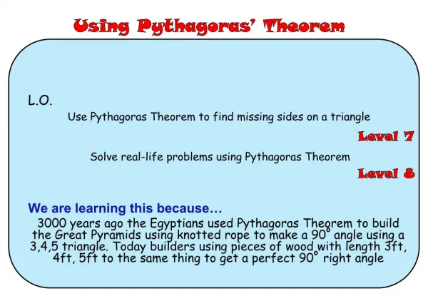 Using Pythagoras’ Theorem