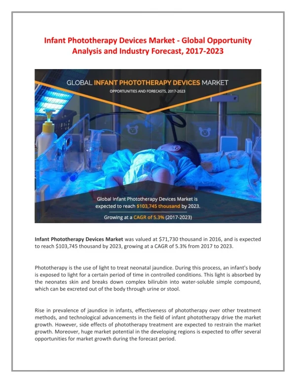 Infant Phototherapy Devices Market Gaining Demand in Emerging Economies