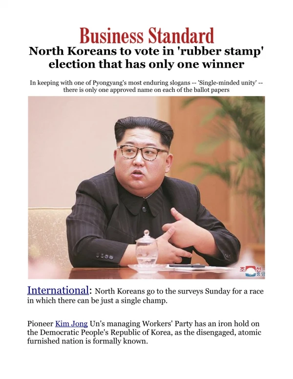 North Koreans to vote in 'rubber stamp' election that has only one winner
