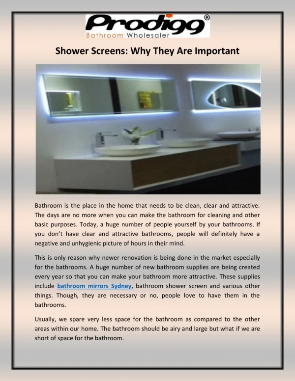 Shower Screens: Why They Are Important