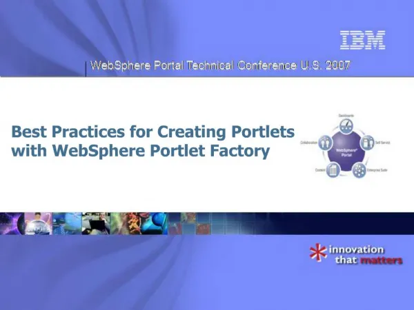 Best Practices for Creating Portlets with WebSphere Portlet Factory